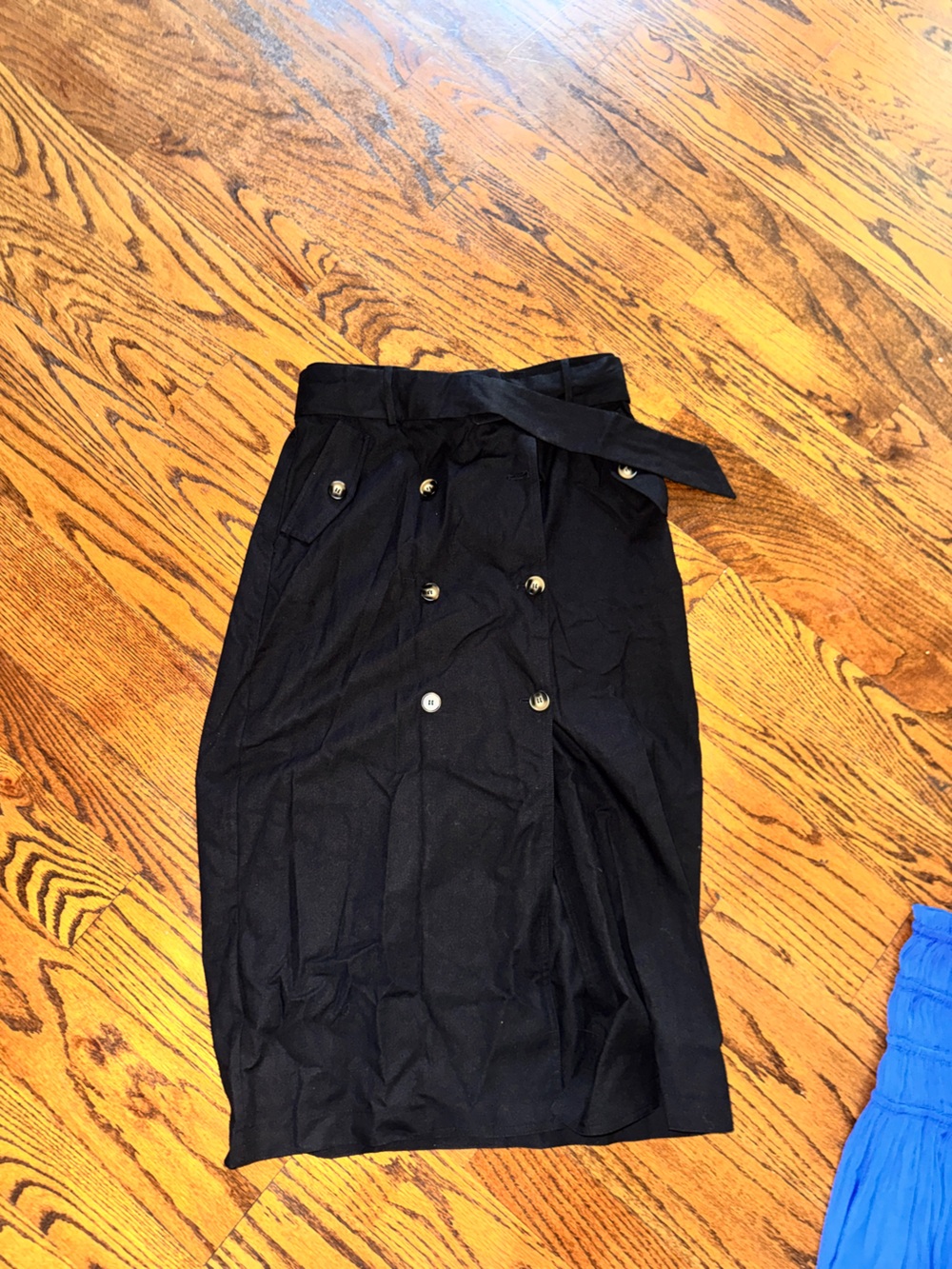 Classic Black Midi Wrap Skirt with Button Detail